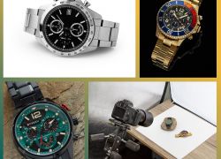 kolaż zdjęć produktowych zegarków i sposób ich fotografowania